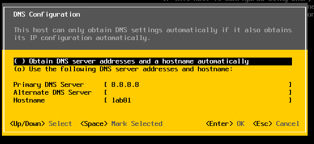 如何在vSphere ESXi 7中配置IP地址和主机名