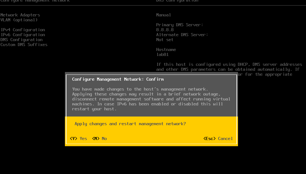 如何在vSphere ESXi 7中配置IP地址和主机名