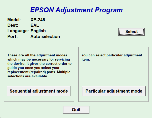 epson爱普生XP245废墨垫清零软件