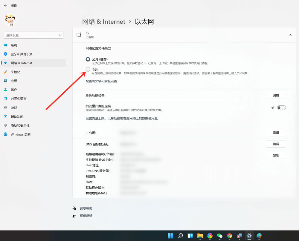 windows11公用网络怎么换成专用网络