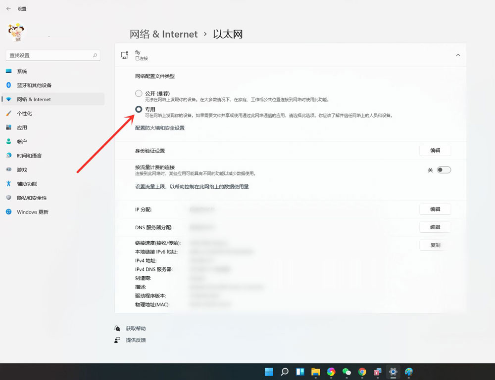 windows11公用网络怎么换成专用网络