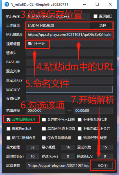 粘贴idm中的URL到解析软件